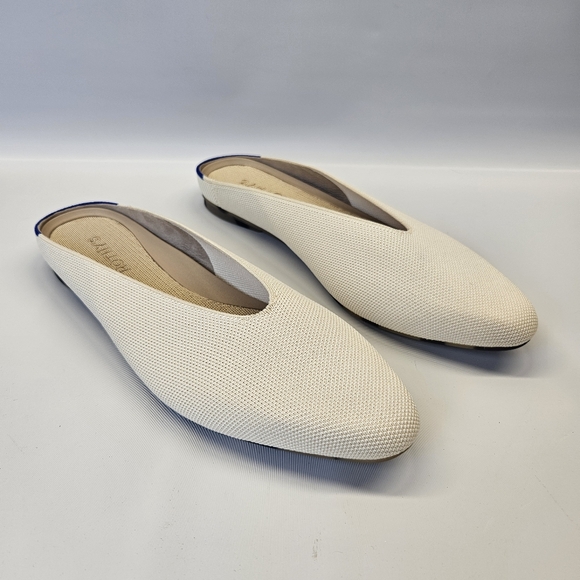 Rothys The Almond Demi Mule Vanilla Bean Point Toe Slides Womens 9.5 Off White - Picture 1 of 7